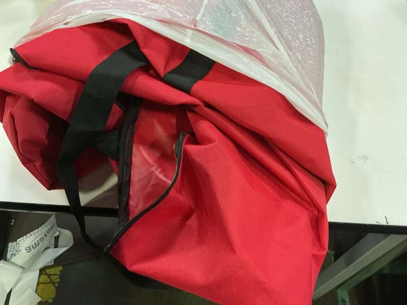Condition photo showing As Is for holiday cheer heavy duty artificial christmas tree storage bag fits up to 9ft tall, waterproof with durable handles & zipper xmas tree storage bag (red) red fits a 9ft tree