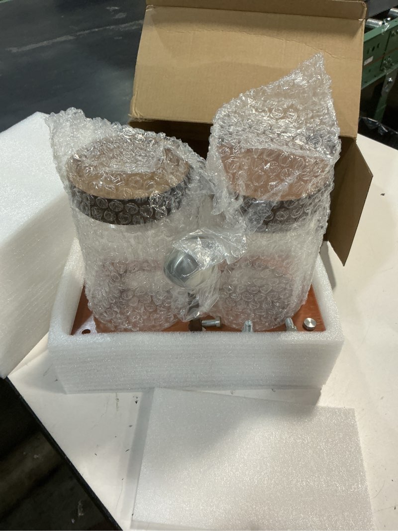 Condition photo showing Good Condition for venuekkuri glass coffee grounds container with shelf, 2 × 45 oz glass coffee canisters with airtight thread lid, storage jars with stainless steel spoon for coffee bean, sugar,nut brown bamboo