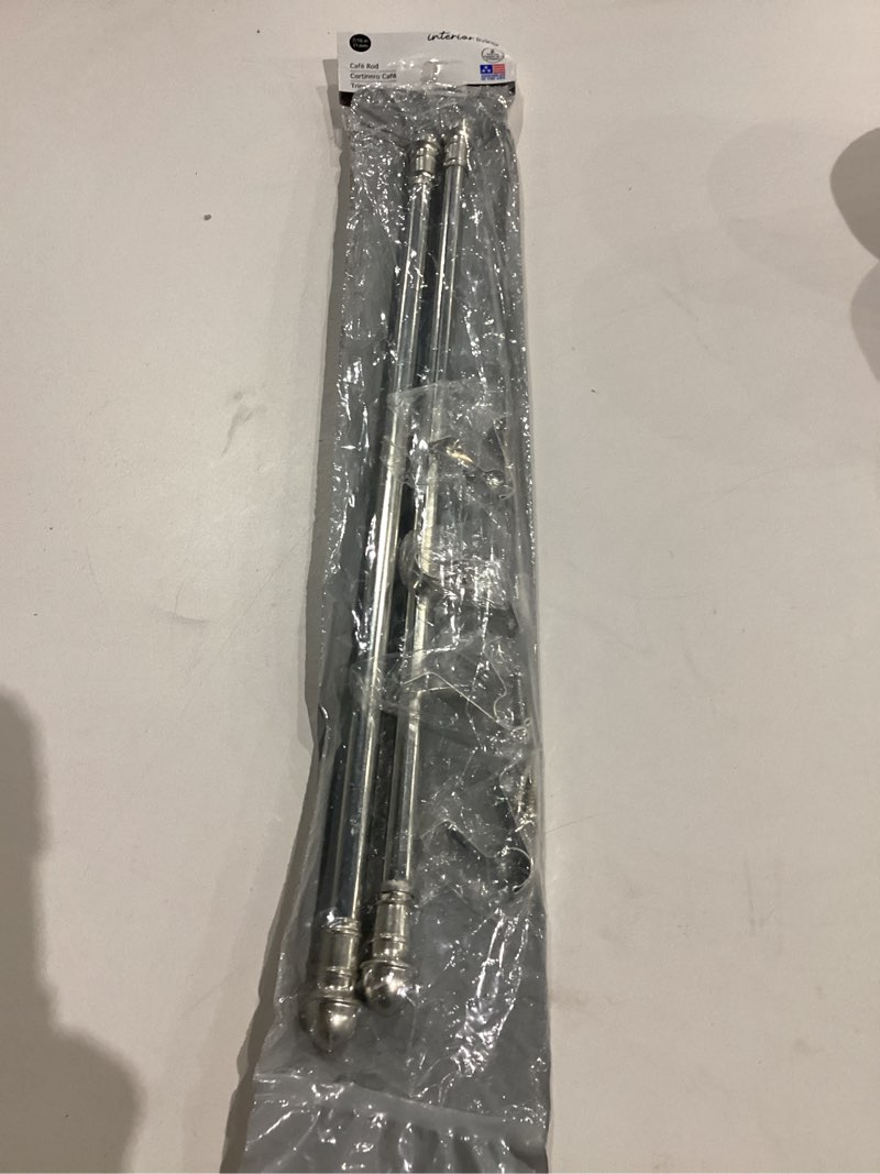 Condition photo showing Good Condition for 16-28 in. adjustable petite café curtain rod, 2-pack, 7/16 in. diameter, carbon steel, silver silver 16-28"