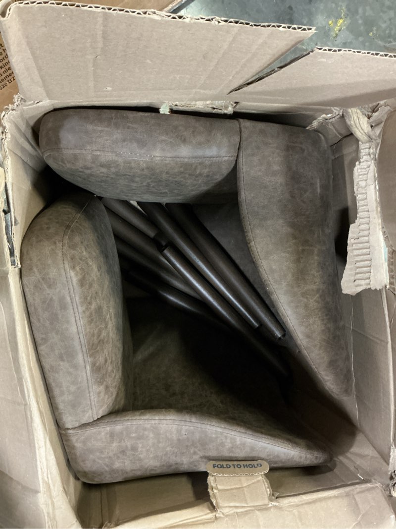 Condition photo showing Good Condition for COLAMY Upholstered Dining Chairs Set of 2, Modern PU Leather Dining Room Kitchen Side Chair with Padded Seat and Wood Legs Restaurant/Cafe, Dark Brown Retro Dark Brown Set of 2