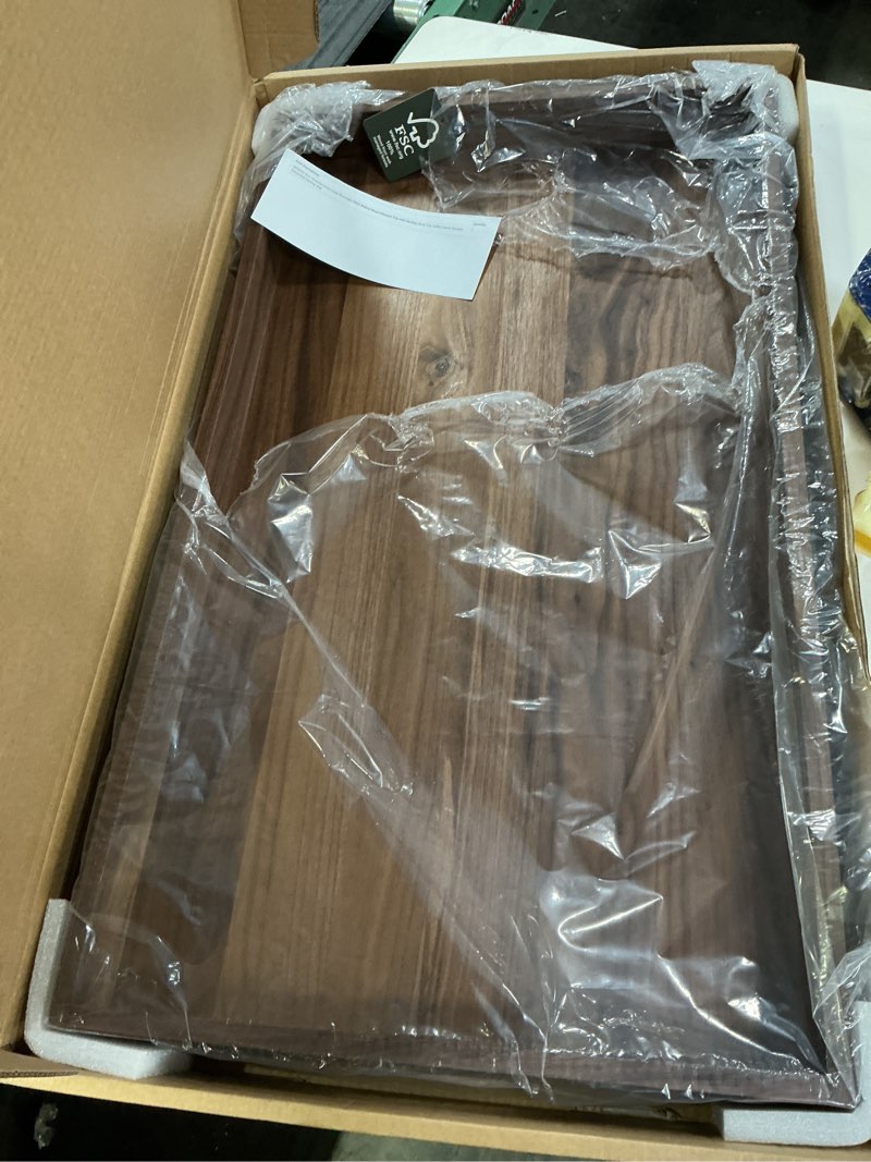 Condition photo showing Good Condition for 32 x 18 Inches Extra Large Rectangle Black Walnut Wood Ottoman Tray with Handles, Serve Tea, Coffee Classic Wooden Decorative Serving Tray