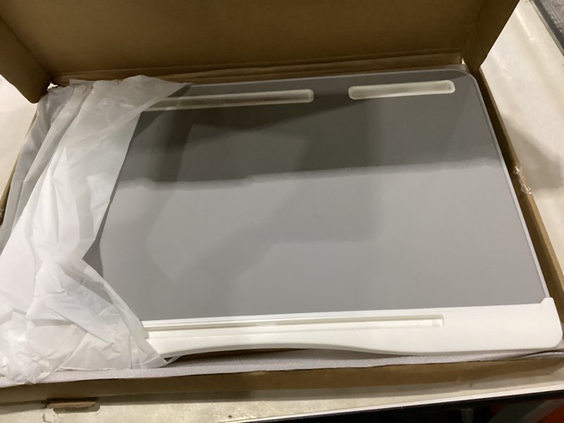 Condition photo showing Good Condition for laptop bed tray desk, foldable and adjustable lap table with heights and angles, upgraded-sturdy laptop lap desk for bed/sofa/couch/floor (2 drawers, x-large, grey) gray x-large without bag (15.7"x23.6")