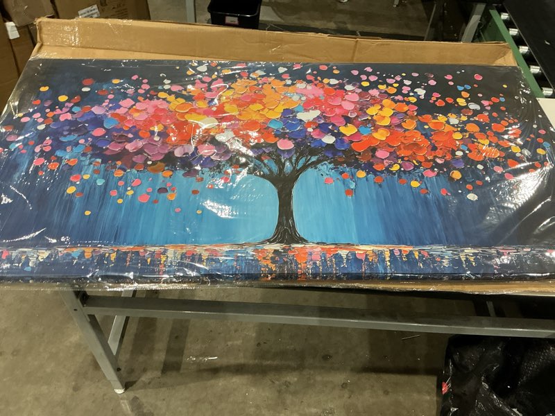 Condition photo showing New/Like New for oversized traditional canvas framed wall decor set - large colorfull stunning wall art - garden of branches white orchid tree vi - 33\"x16\" - multipanel tree floral framed canvas set