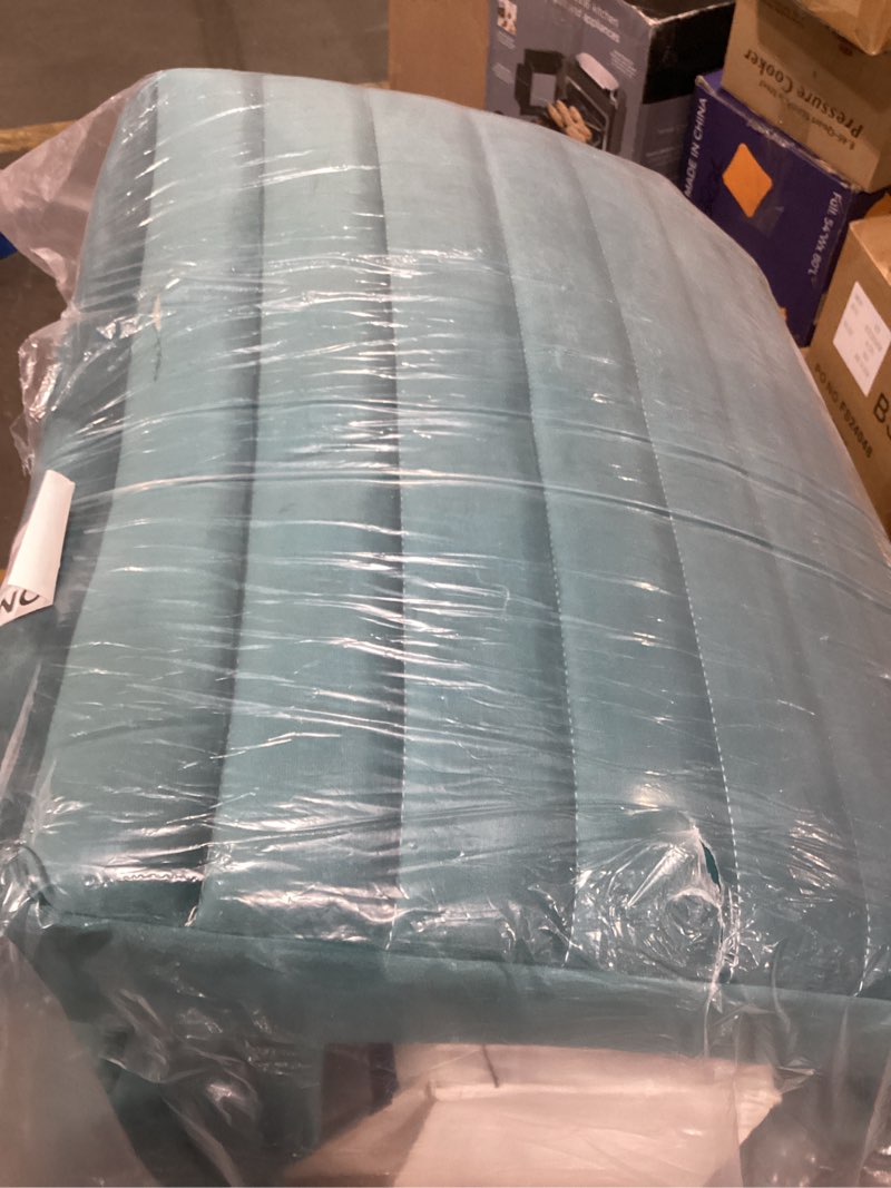 Condition photo showing New/Like New for hearth & harbor full headboard only, floating wall mounted headboard full size, easy assemble upholstered peel and stick headboards, 3d soundproof bed wall panels, velvet stick on headboards, teal 05-teal full