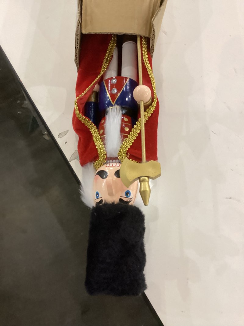 Condition photo showing New/Like New for 18 inch Wooden Nutcracker Decor for Fall Thanksgiving - Autumn Nutcracker Soldier Figures with Turkey and Straw, Large Festive Harvest Collectible Decor for Home, Table, Mantle (Red1-18inch)