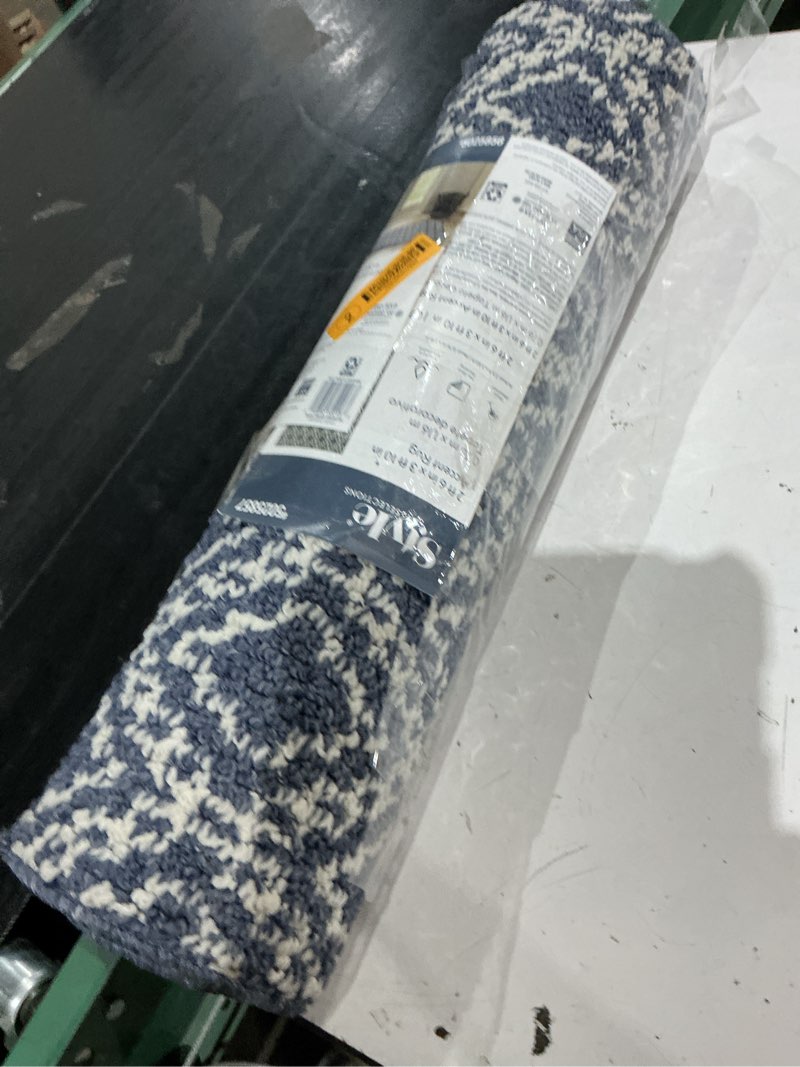 Condition photo showing As Is for style selections 2 x 6 (ft) blue indoor geometric machine washable runner rug