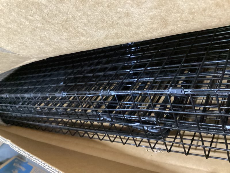 Condition photo showing Good Condition for humane large animal trap black 51.2 x 17.7 x 19.7 inch | easy to set & release animal trap cage, collapsible live traps for dogs, raccoons, foxes, coyotes