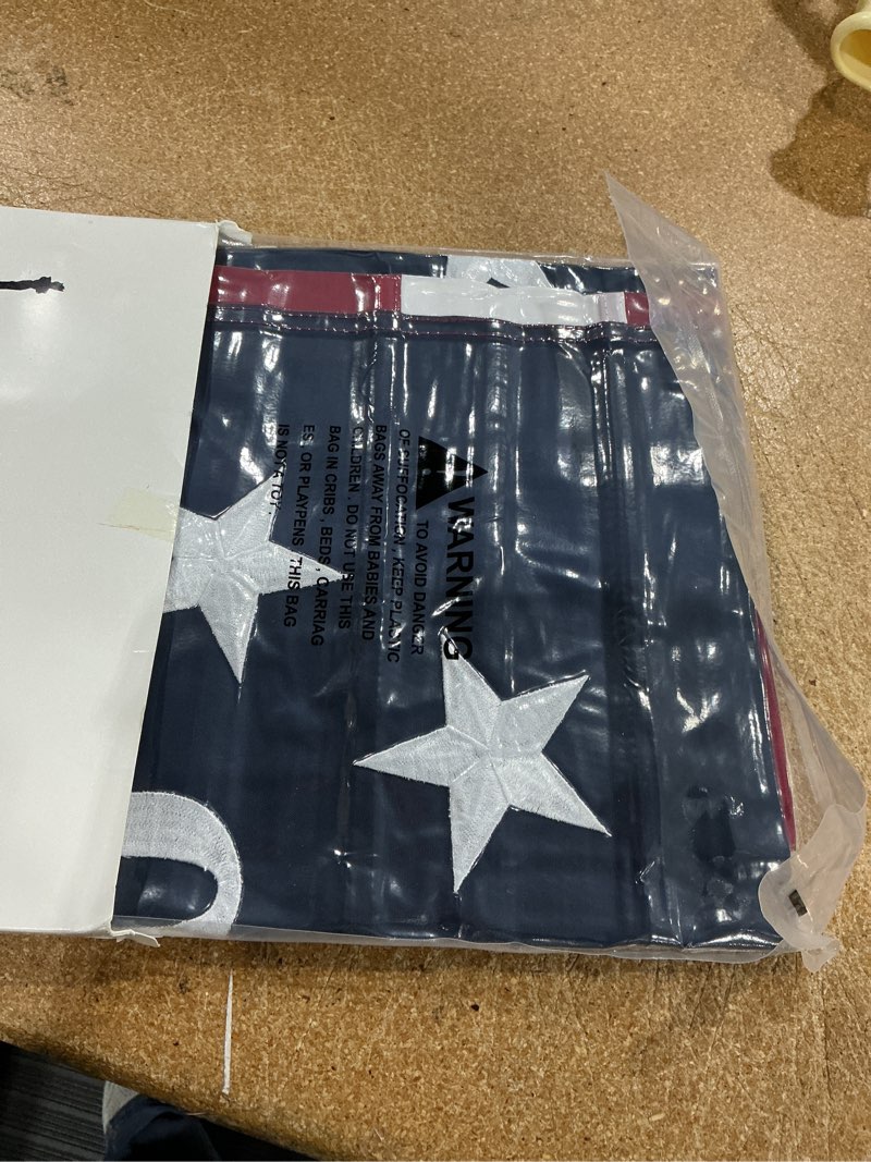 Condition photo showing New/Like New for azcover 250 anniversary usa flag 4x6 ft, 1776-2026 betsy ross 13 stars colonies american flags, bennington usa fade resistant embroidered stars banner with brass grommets 1776-2026 american flag 4x6 ft