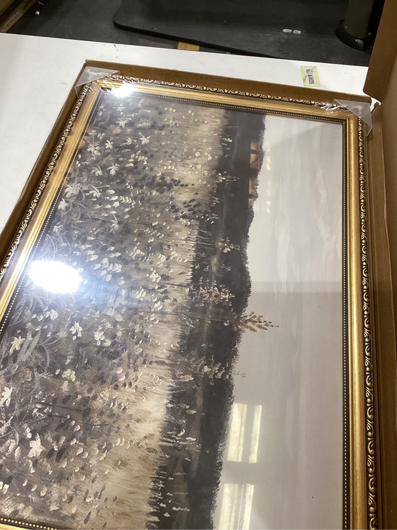 Condition photo showing Good Condition for YD&YZY Gold Framed Vintage Wall Art Canvas Landscape Meadow with Flowers Farmhouse Wall Decor Rustic