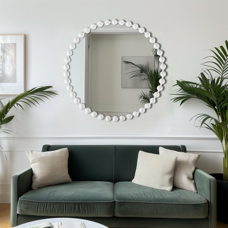 Marlowe Beaded Round Wall Mirror