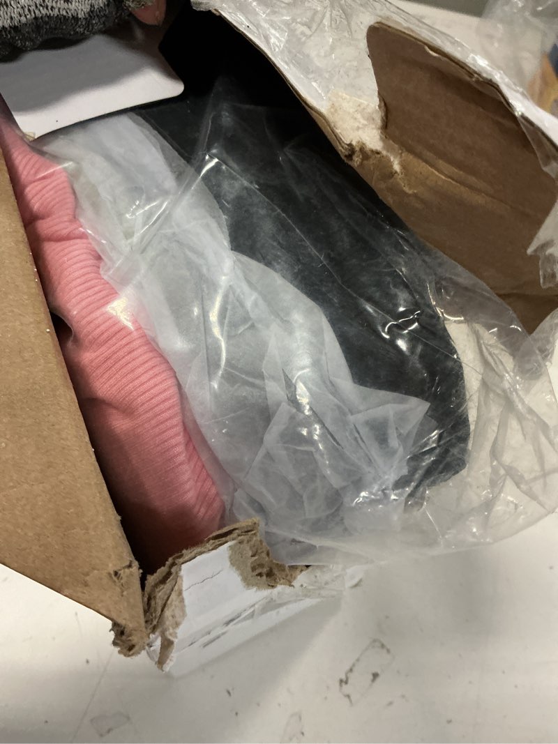 Condition photo showing Good Condition for 3 Pack Women's Cotton Long Sleeve Shirts, Ribbed Knit Deep V Neck T-Shirts Lace Sexy Tight Tees Slim Fit Tops Pink, Light Green, Black Medium