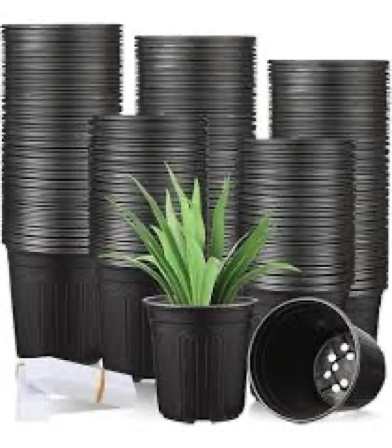 JNYONG 1 Gallon 120 Pack Plant Nursery Pots for Plants, Thickened Soft Plastic Seed Starting Pots wi
