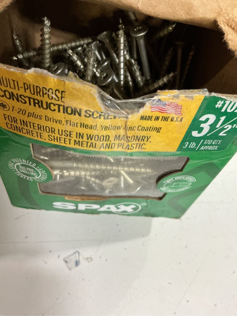 Condition photo showing As Is for #10 x 3-1/2 in. interior flat head wood screws construction framing torx t-star plus (170 each) 3 lb. bit included