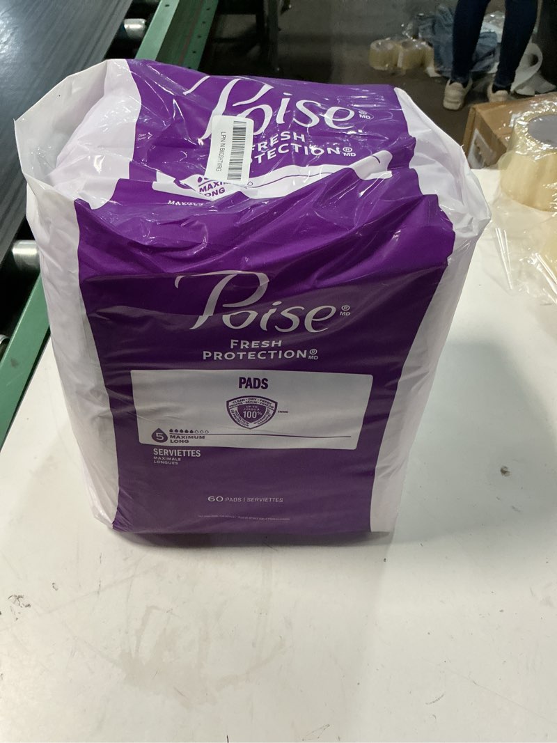 Condition photo showing Good Condition for poise incontinence pads & postpartum incontinence pads, 5 drop maximum absorbency, long length, 120 count (2 packs of 60), packaging may vary