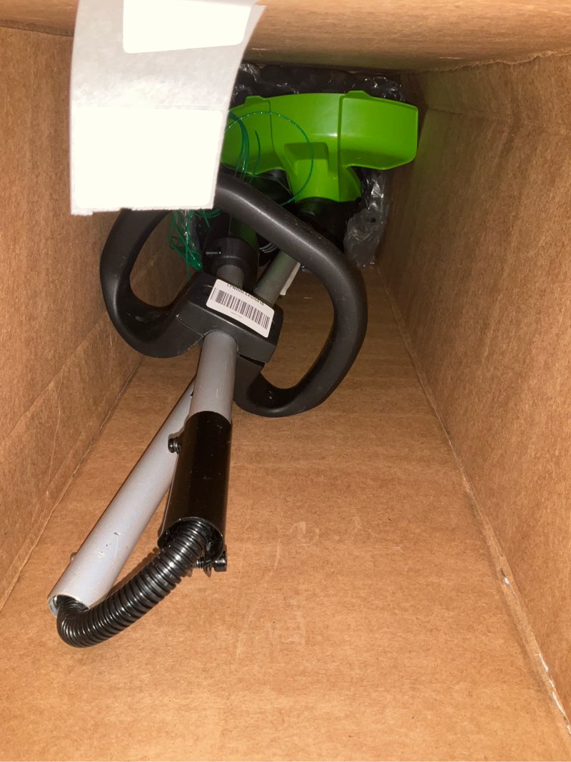 Condition photo showing As Is for greenworks 80v all-terrain brushless edger, 8" steel blade, 2.25" pro depth & tool-free adjust, 27cc gas power equivalent, battery and charger not included 8" edger new