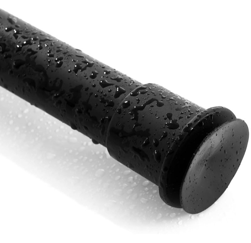 RYB HOME Short Curtain Rod, 1 Inch Black Shower Rods 28-48" Rusproof Without Drill Adjustable Tensio