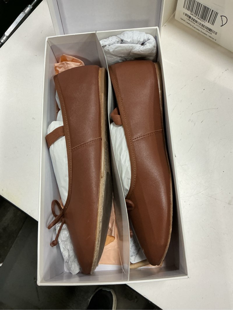 Condition photo showing As Is for italian leather mary-jane ballet flat, 8, cognac
