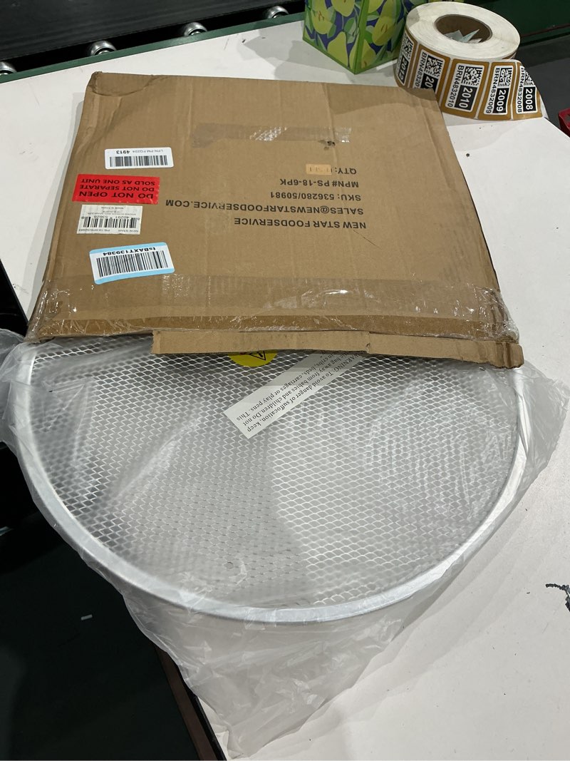 Condition photo showing Good Condition for restaurantware met lux 12 inch pizza screen 1 heavy-duty mesh screen - reinforced rim evenly bake pizzas flatbreads or pastries aluminum screen pizza pan for homes or restaurants durable 12"