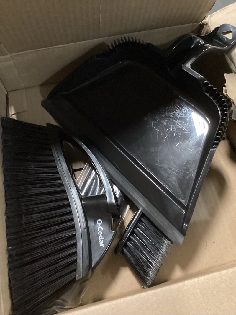Condition photo showing Good Condition for kelamayi broom and dustpan set for home, office, indoor&outdoor sweeping, stand up broom and dustpan (black&gray)