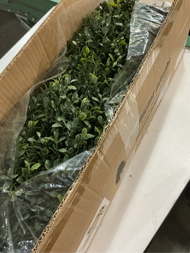 Condition photo showing New/Like New for 36" Artificial Boxwood Topiary Trees with Ground Spike Set of 2, Outdoor 3ft Faux Boxwood Topiaries Cone Bushes Trees Fake Shrubs Plants Front Porch Decor Outside Garden Boxwood 36 inch