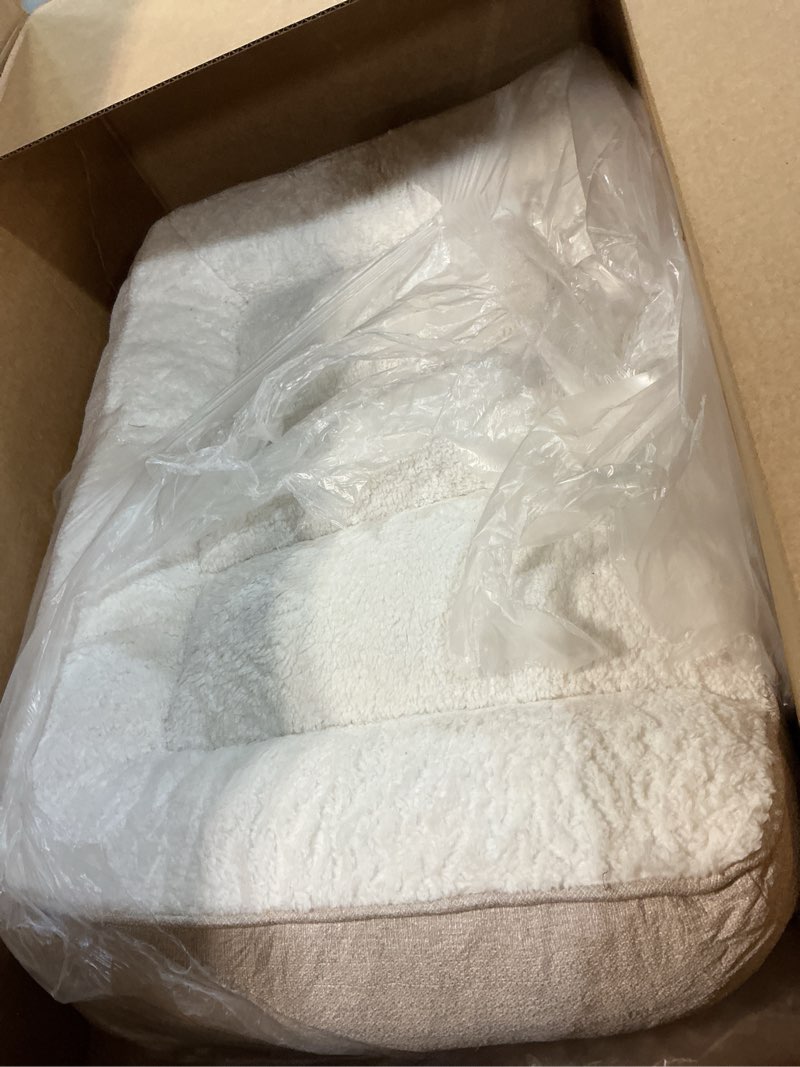 Condition photo showing Good Condition for bedsure supportmax™ orthopedic dog bed medium size dog - as seen on tv extra thick supportive medium dogs beds with waterproof washable cover, comfort pet bed sofa with soft sherpa, beige, 35" 35"l x 25"w x 8"th cream