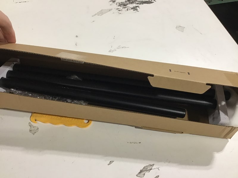 Condition photo showing As Is for TONIAL Bay Window Curtain Rods, 36 to 72 Inch Center Rod for window, 20 to 36 Inch Side Rods for windows 3/4 Inch Decorative Drapery Rods with Small Cap Finial, Light Black Light Black 36-72"(3 sided)