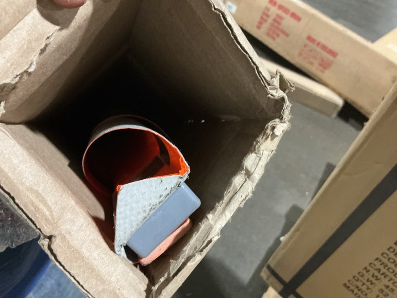 Condition photo showing Good Condition for 48" Non Reflective Fluorescent Vinyl Orange Roll-Up Traffic Warning Sign. Legend: (Road Closed Ahead)