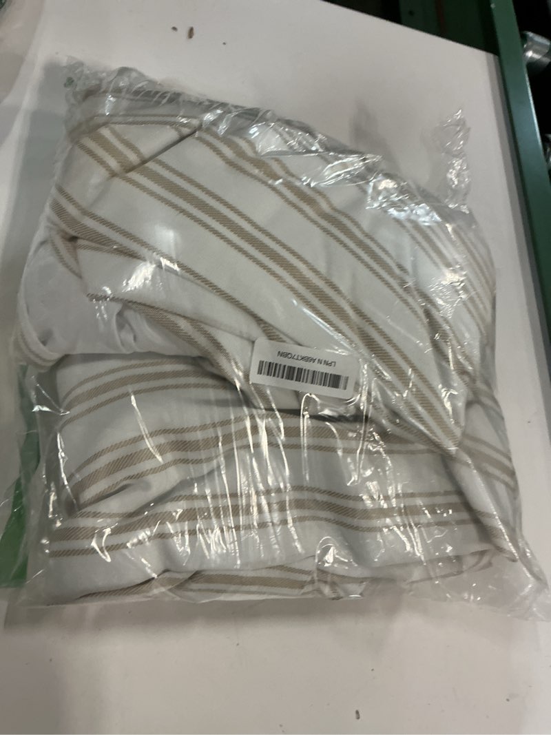 Condition photo showing Good Condition for ZJDECOR Beige Stripe Blackout Curtains 90 Inch for Bedroom,Ticking Stripe on White Cotton Blend Light Filtering with White Liner,Modern Darkening Window Treatment,Back Tab Rod Pocket,55" Wx90 Lx2 55"W x 90"L (Pack of 2) Beige/White