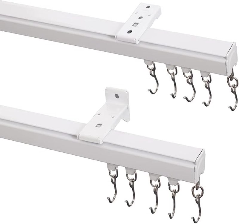 Ceiling Curtain Track Set, Ceiling or Wall Mount 3ft - 6ft, Aluminum Heavy-Duty Curtain Rails, Room Divider Curtain Track for Bedroom, With Silent Slide, Clips and Hooks?white