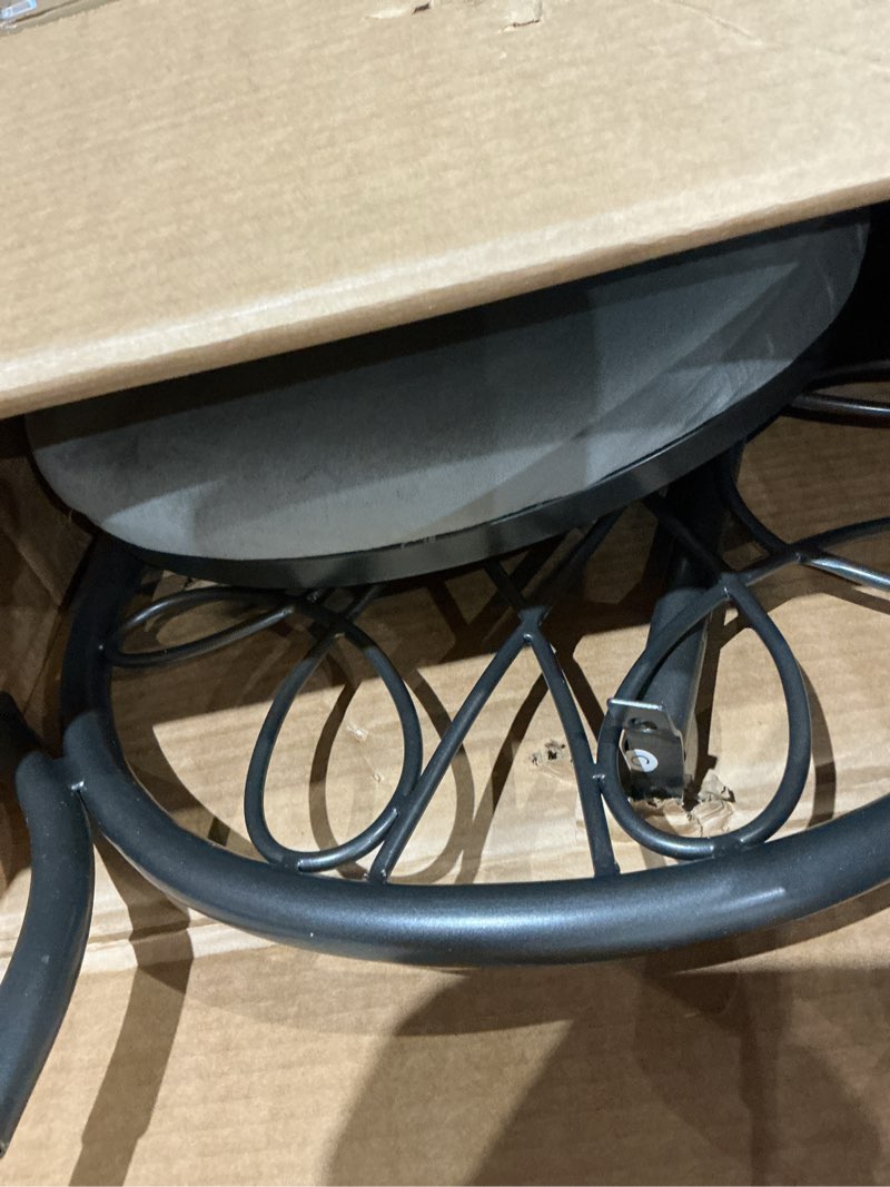 Condition photo showing As Is for hillsdale o'malley vanity stool with spiral pattern design, metallic gray fabric
