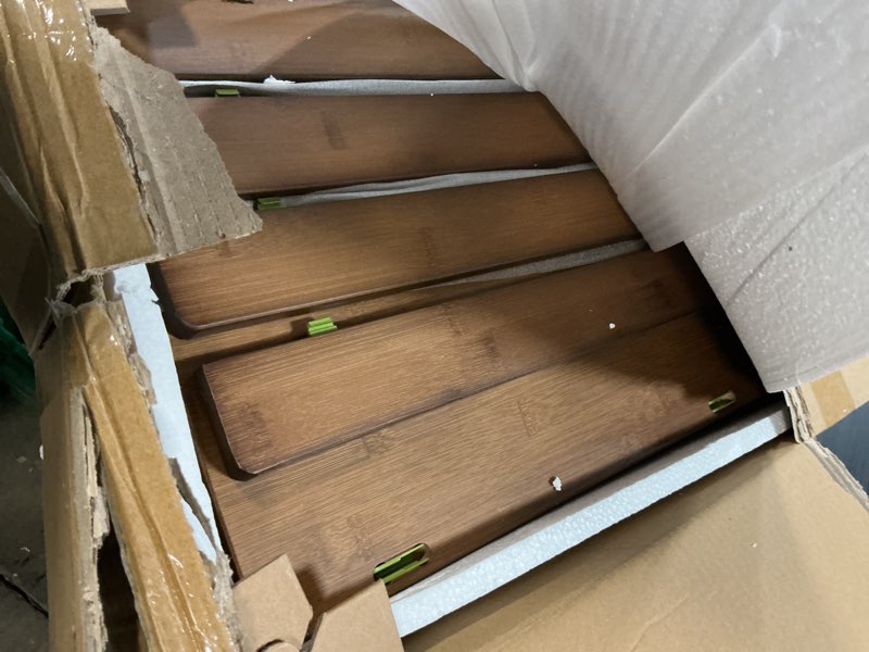 Condition photo showing As Is for wire shelf covers, bamboo wire rack covers for pantry, closet (4pcs, 26" w x 12" d) 26"w x 12"d 4