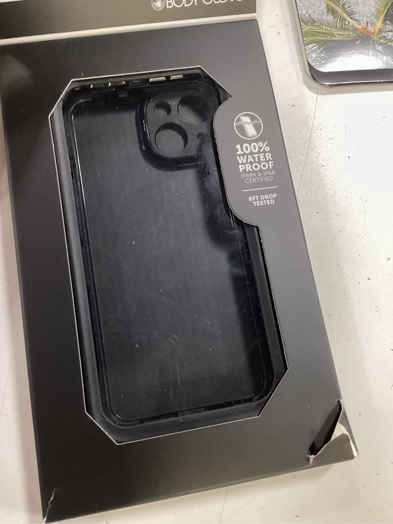 Condition photo showing As Is for body glove tidal waterproof phone case for iphone 14 - black/clear