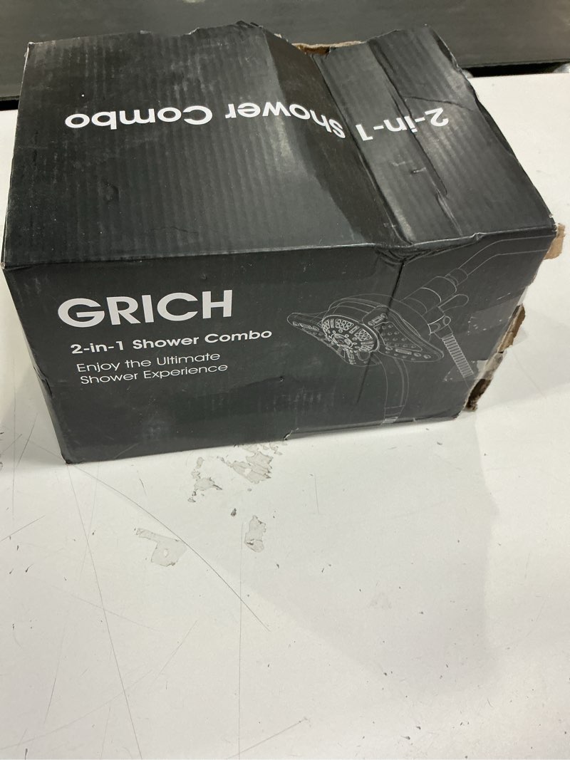 Condition photo showing New/Like New for GRICH 2.5GPM Shower Head with Handheld Spray Combo: 2 in 1 Rainfall Shower Heads high pressure & Handheld Shower Head, 9 Spray Modes/Settings Detachable Shower Head with 60 Inch Hose Chrome 2.5 GPM