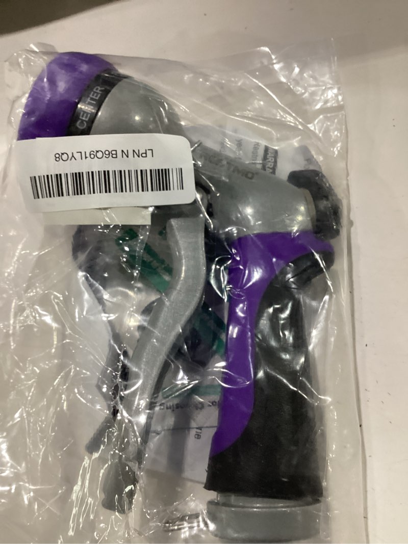 Condition photo showing New/Like New for RESTMO Garden Hose Nozzle, Heavy Duty Metal Water Hose Nozzle with 7 Adjustable Spray Patterns, High Pressure Hand Sprayer with Flow Control, Best for Watering Plant & Lawn, Washing Car & Pet, Purple