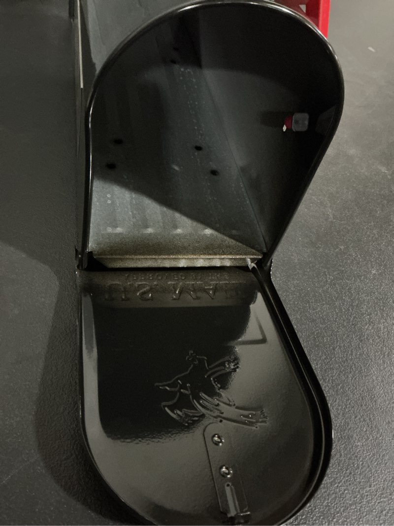 Condition photo showing As Is for architectural mailboxes elite metal standard mailbox black