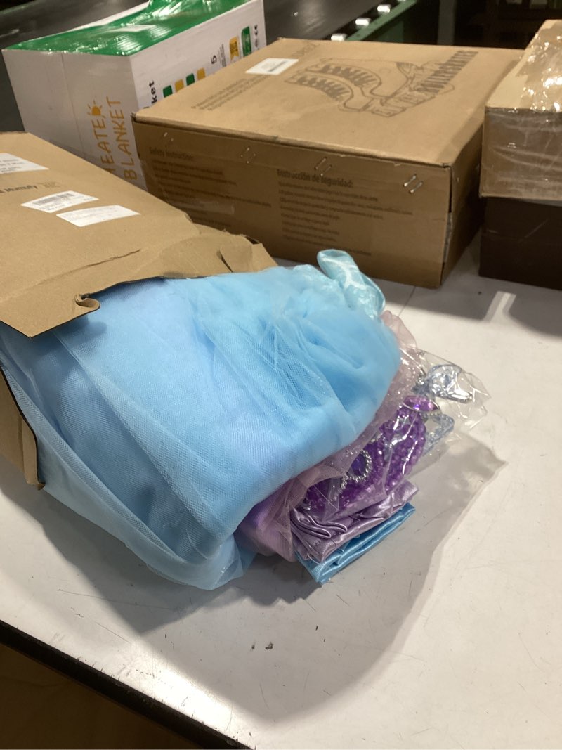 Condition photo showing Good Condition for Mumufy 2 Pcs Girl Princess Costume Dress Blue Purple Princess Party Dress Up for Toddler Birthday Cosplay Fancy Party