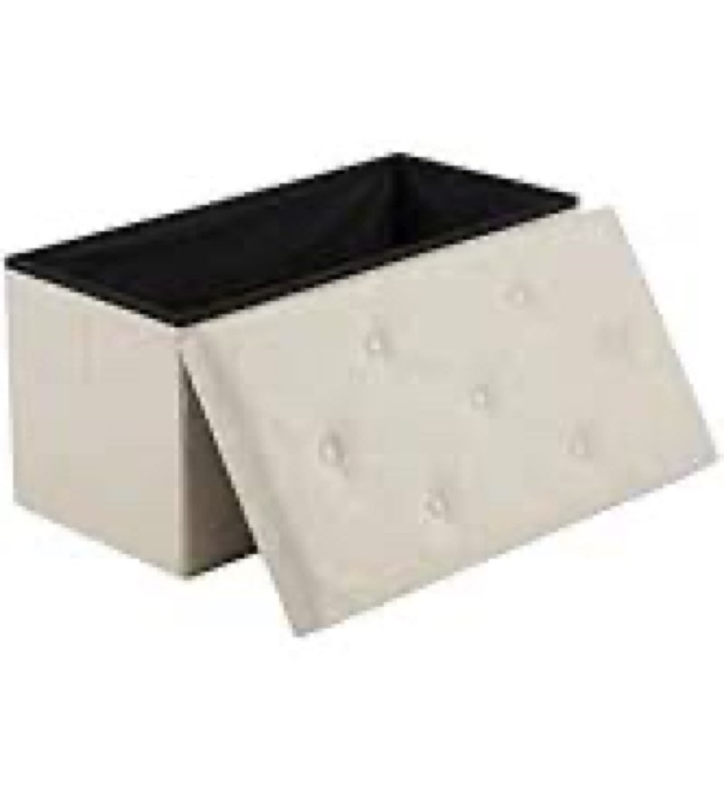 DUMOS 30in Foldable Storage Ottoman Bench, Foot Rest Stool Load 350Lbs,Storage Chest with Padded Sea