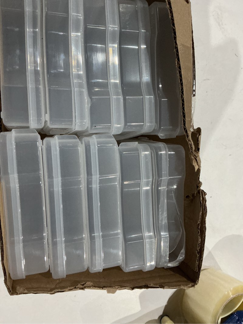 Condition photo showing As Is for iris usa 4" x 6" |made in usa| 10-pack photo storage box organizer containers for pictures, tasks, stickers, ephemera, & flashcards - clear clear 4" x 6" - 10 cases