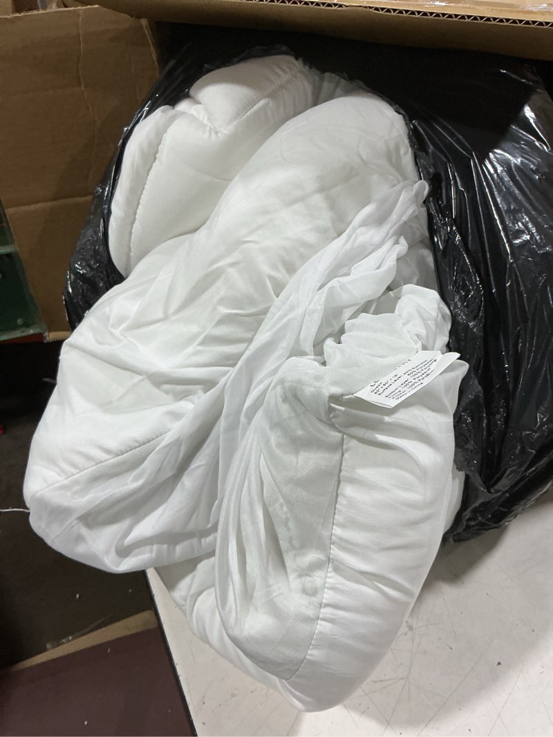Condition photo showing As Is for mattress topper queen for back pain, extra thick mattress pad cover, plush pillow top, deep elastic pocket, white