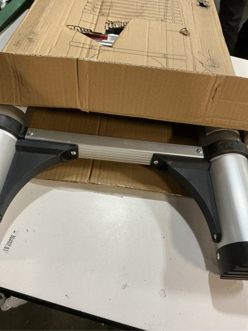 Condition photo showing Good Condition for Soctone Telescoping Ladder, 12.5 FT Aluminum Button Retraction Extension Ladder with 2 Triangle Stabilizers, Multi-Purpose Ladder with Slow Down Design, 330lbs Max Capacity for House Daily Life 12.5FT(A BUTTON)