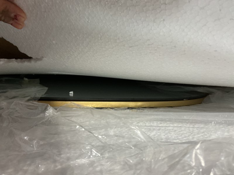 Condition photo showing Good Condition for PERFNIQUE Irregular Wall Mirror Asymmetrical Mirror, 40''x26'' Gold Mirror for Bathroom Bedroom Living Room Entryway, Decorative Modern Wall Decor, Wall Mounted (Gold, 40" x 26") Gold 40"L x 26"W