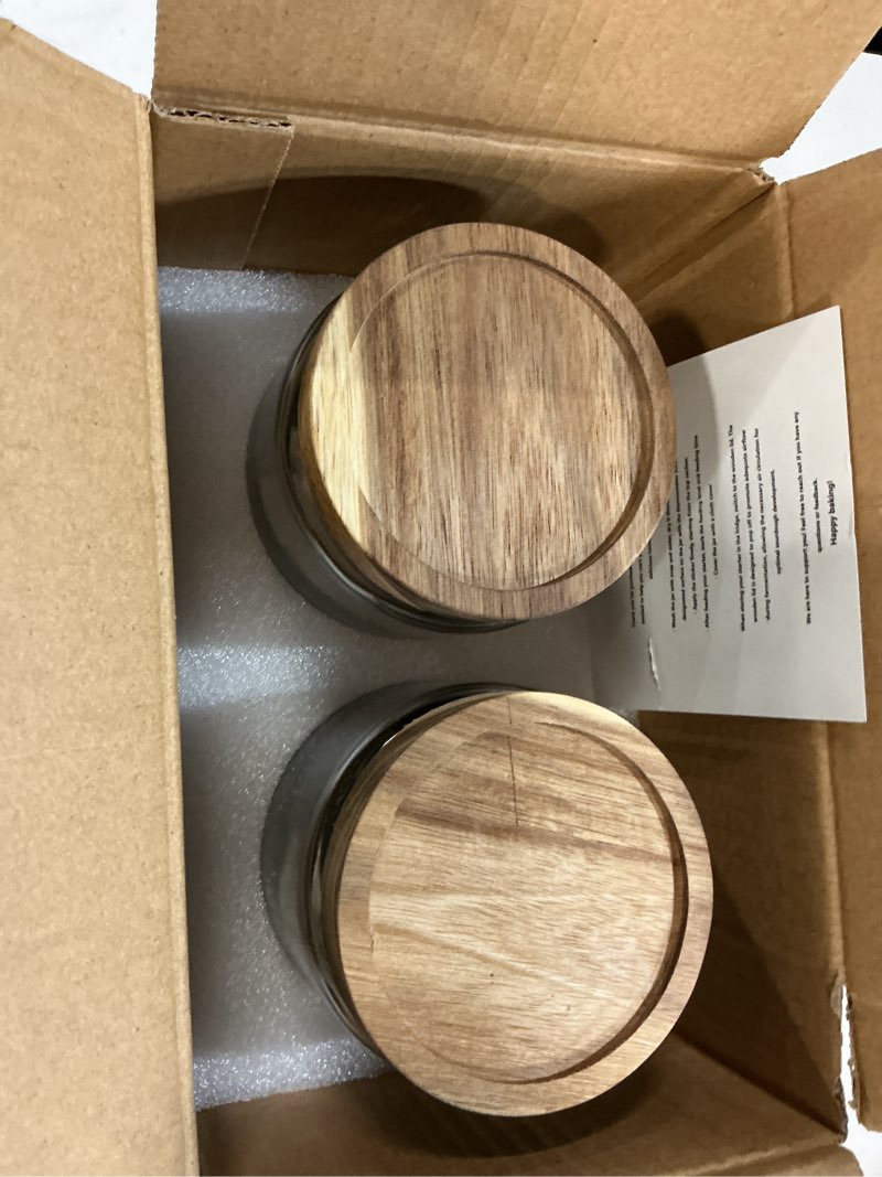 Condition photo showing New/Like New for sourdough starter jar kit - pack of 2, 35oz wide mouth glass jars for sourdough starter with date marked feeding scale, thermometer, cloth cover, scraper & wooden lid, sourdough jars