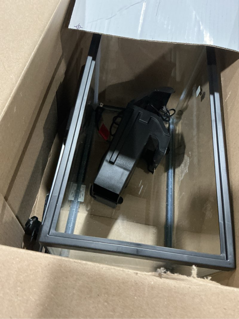 Condition photo showing As Is for vibrant life 5 gallon aquarium starter kit with blue & white led lights