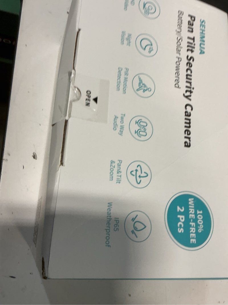 Condition photo showing New/Like New for SEHMUA 2K Solar Security Cameras Wireless Outdoor, 2 Pack 360° View Pan/Tilt WiFi Security Camera Outside with Color Night Vision,Easy to Install, PIR Alarm, 2-Way Audio White 2 Pack