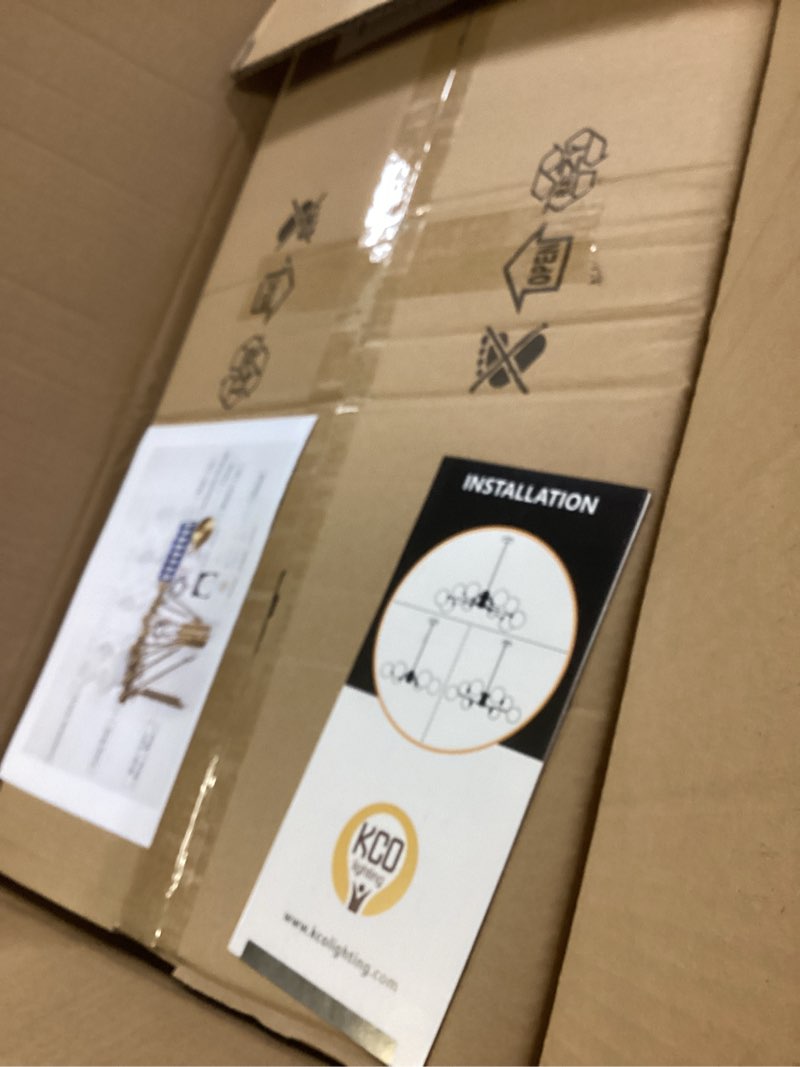 Condition photo showing New/Like New for KCO Lighting 8-Light Glass Sputnik Chandelier Light Modern Gold Chandeliers Pendant Light Fixture Vintage Globe Ball Ceiling Flush Mount Light Fixture Kitchen Island 1-8-Light(Gold+White)