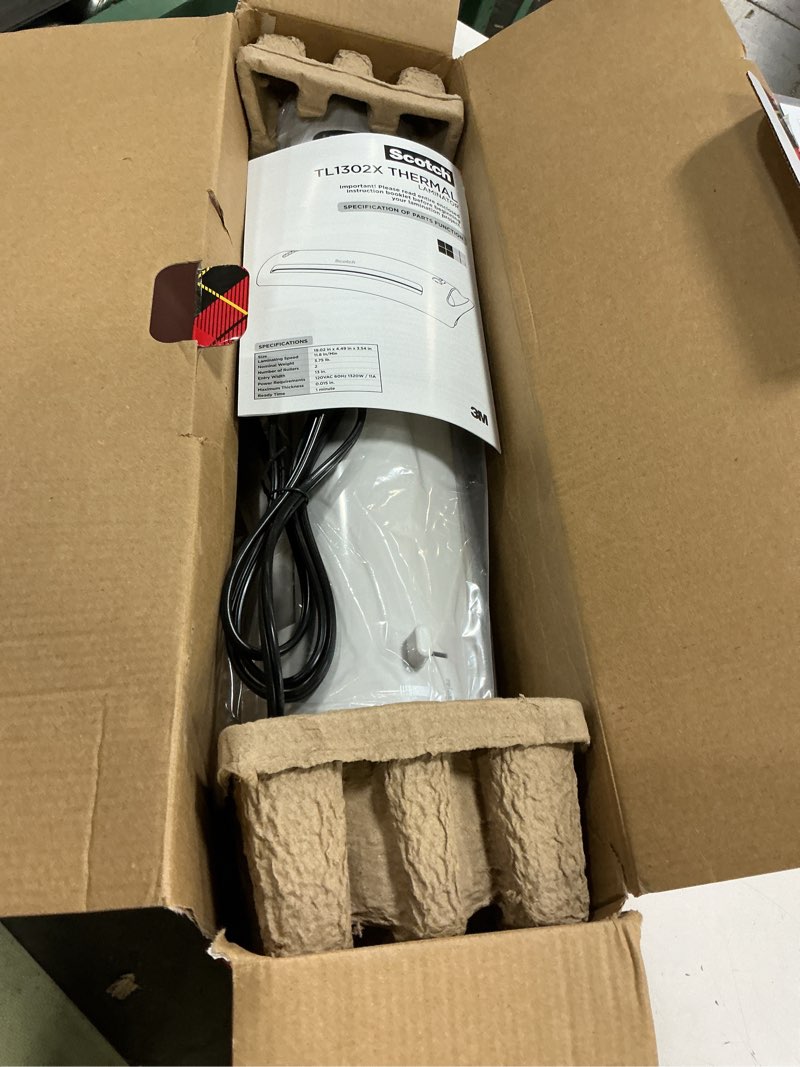 Condition photo showing Good Condition for scotch thermal laminator, extra wide 13 inch input, ideal for teachers, small offices, or home (tl1302x)