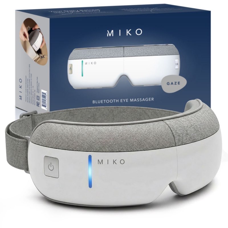 miko eye massager with heat, air pressure, 4 massage modes & bluetooth music, gaze