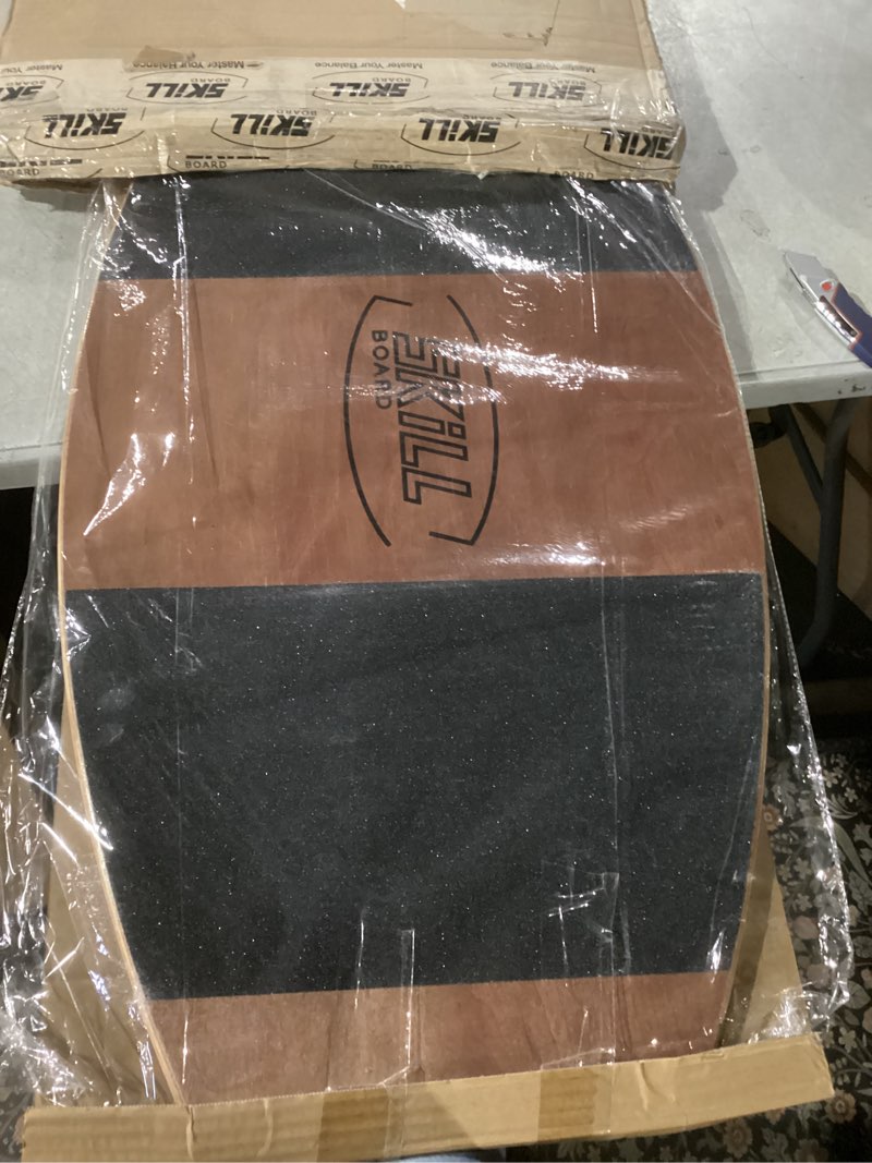 Condition photo showing Good Condition for The Skill Board - Wooden Balance Board for Adults - Wobble Board for All Sports, Gym, Standing Desk, or Yard Games - Balance Trainer, Fitness Ball, Ball Pump, Grip Tape Original Grip