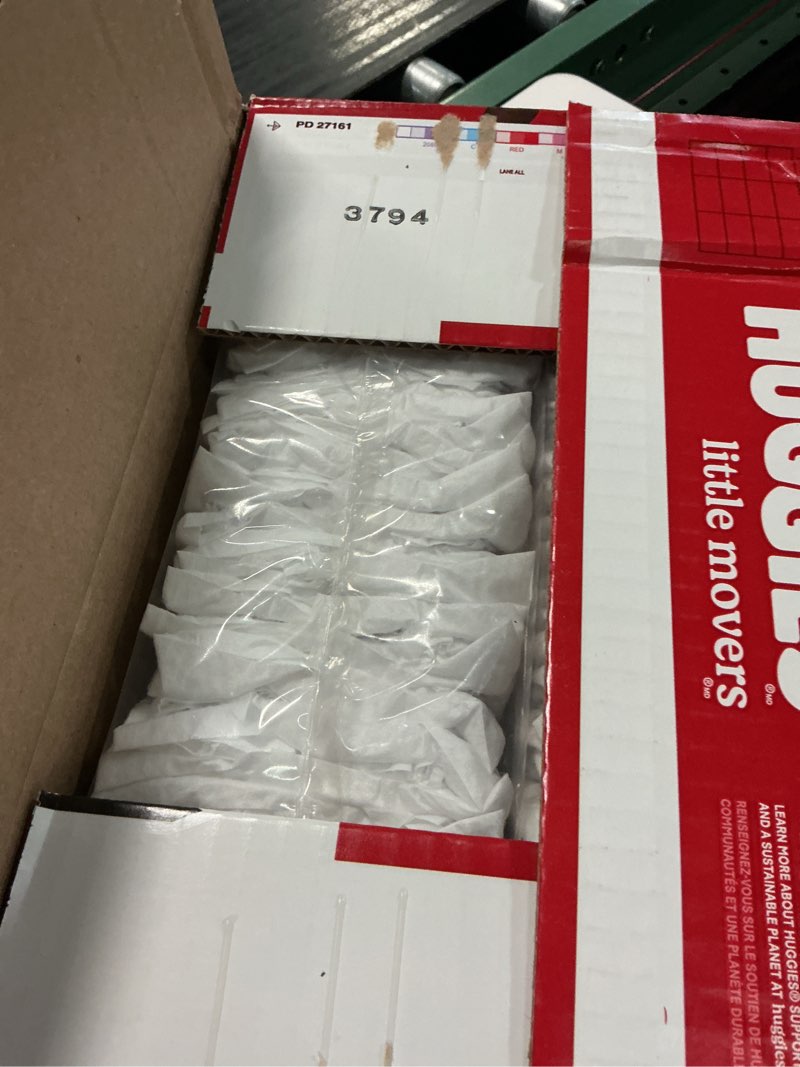 Condition photo showing New/Like New for huggies little movers baby diapers, size 4 (22-37 lbs), 66 ct, packaging may vary size 4 66
