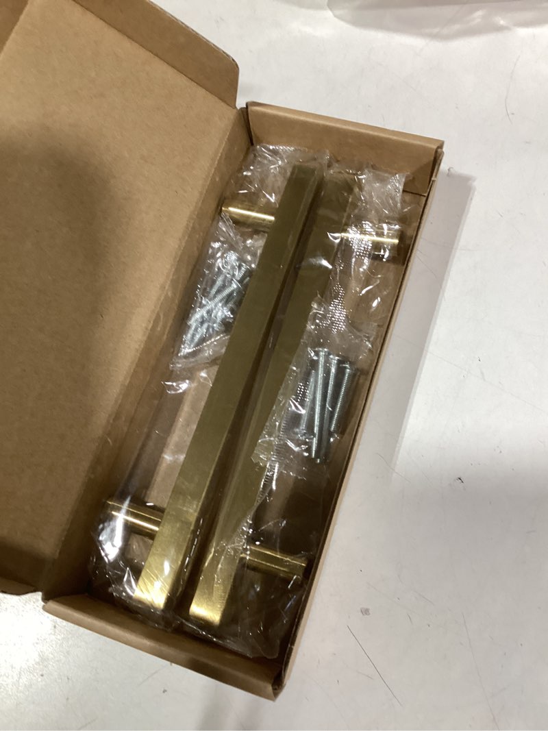 Condition photo showing New/Like New for Cabinet Pulls Gold Cabinet Handles Square Drawer Pulls, 2 Pack 5 Inch 128mm Hole Centers Stainless Steel Kitchen Door Cupboard Cabinet Handles,7 Inch Length Hardware Handles 5 inch Hole Centers(128mm) 2 Pack Gold